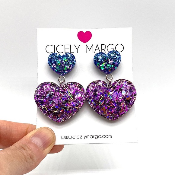 LASER HEART MINI STATEMENT EARRINGS - Picture 1 of 3
